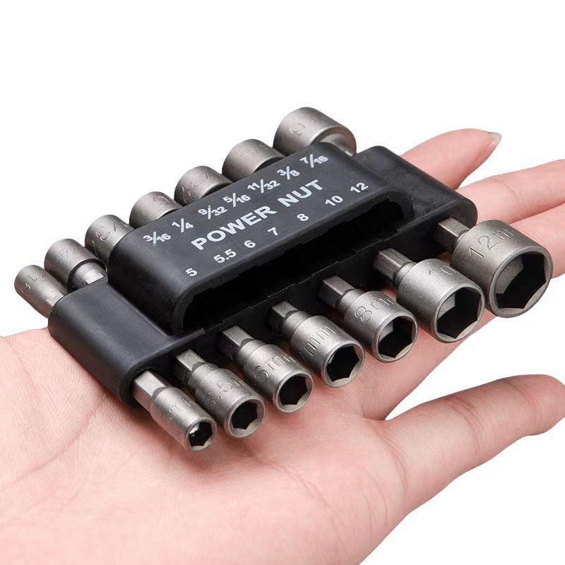 Air wrench socket set, complete set of screwdriver bits, electric wrench, deepening hexagon socket electric drill, air screwdriver bits 9-piece set, 14-piece set details Picture