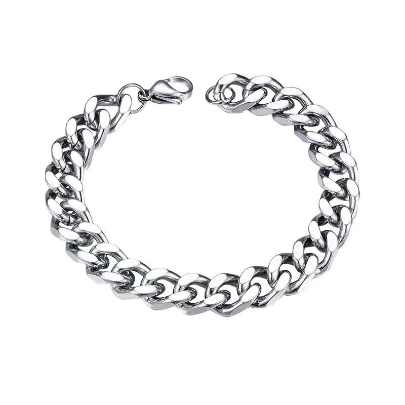 Cuban chain bracelet, men's hip-hop high street accessory, American Hip-hop cold trend, cool titanium steel couple's bracelet Item Picture