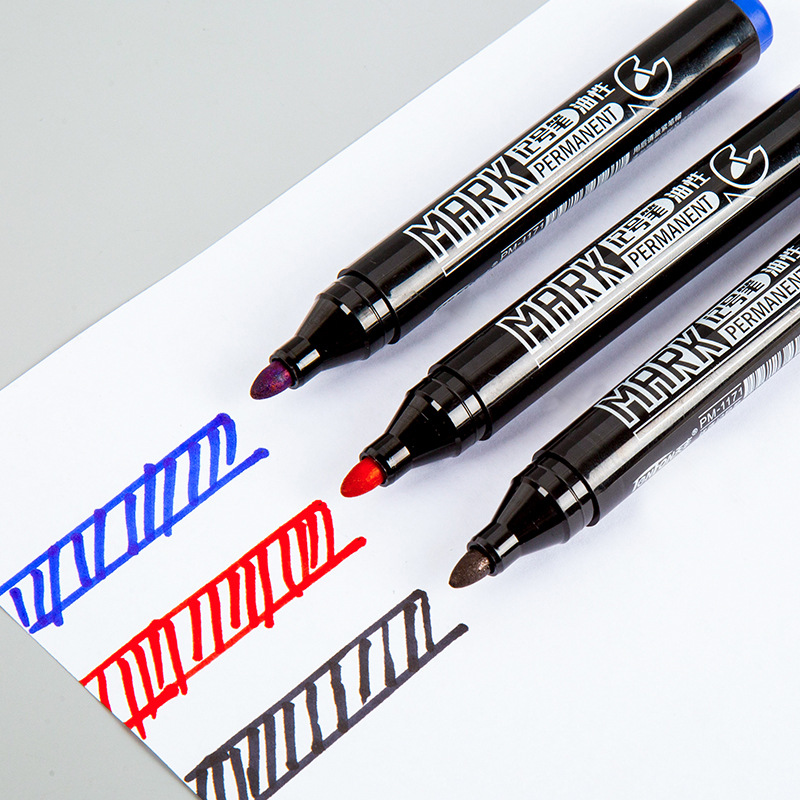 Small wholesale oil-based marker pens, black blue Red marker pens, 1171 Tianfeng oil-based marker pens details Picture