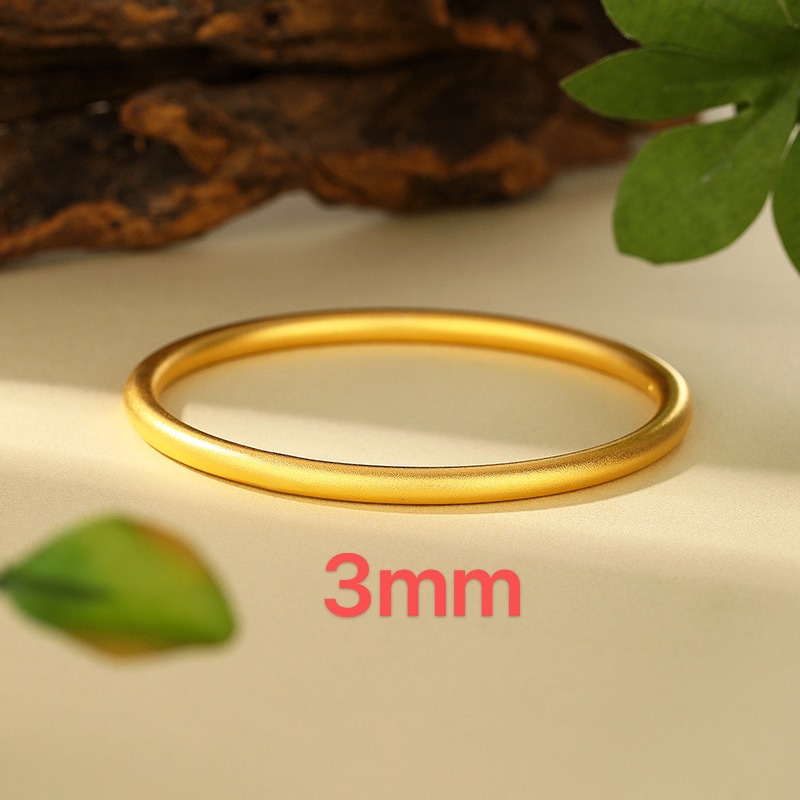 Copper gold-plated traditional method 3mm plain ring gold-plated bracelet for women, pearl nickel solid bracelet, non-fading pigment ring bracelet full figure