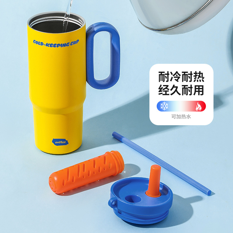 Bingba Cup, a large-capacity 316 stainless steel ceramic inner liner insulated cup, is a custom-made car water cup with a light luxury and high-end feel Specification image