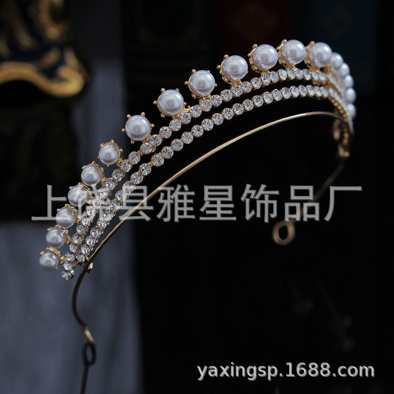 New water diamond elegant bride headwear, studio style accessories, beauty pageant dinner pearl hair accessories, hair crowns, princess crowns Application Scenario