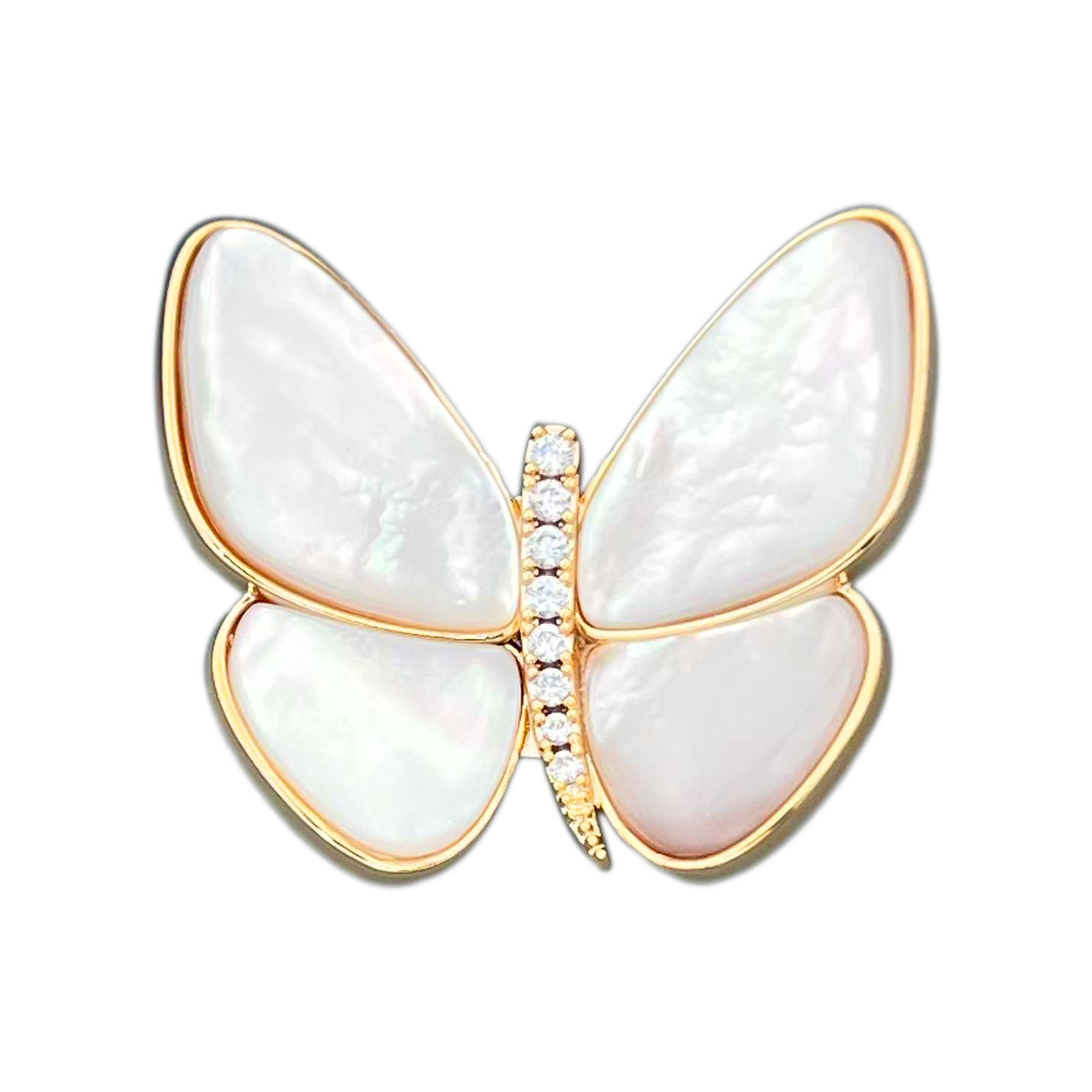 A light luxury and high-end natural mother-of-pearl butterfly magnetic brooch, exquisitely micro-inlaid zircon strong magnetic clasp, a best-selling clothing accessory Item Picture