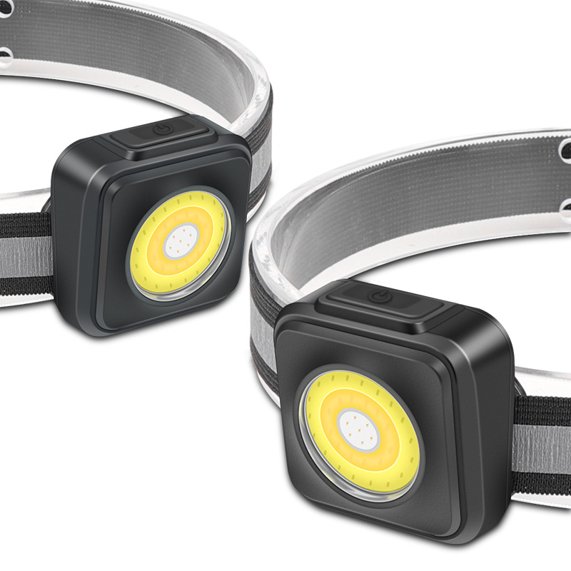 New cross-border COB small adjustable lightweight headlamp with three light sources for outdoor lighting and charging COB headlamp Specification image