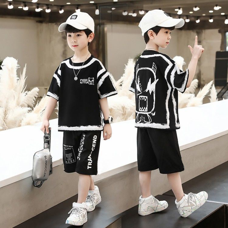 Boys' short-sleeved summer pure cotton 2026 new children's clothing, summer fashion, internet-famous, street-blowing half-sleeved top for big boys details Picture