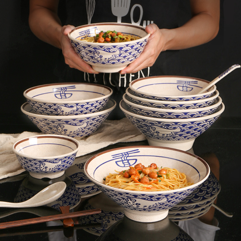 Melamine tableware set, imitation porcelain ramen bowl, special bowl for beef noodles and spicy hot pot in noodle restaurants, plastic rice noodle soup bowl Application Scenario