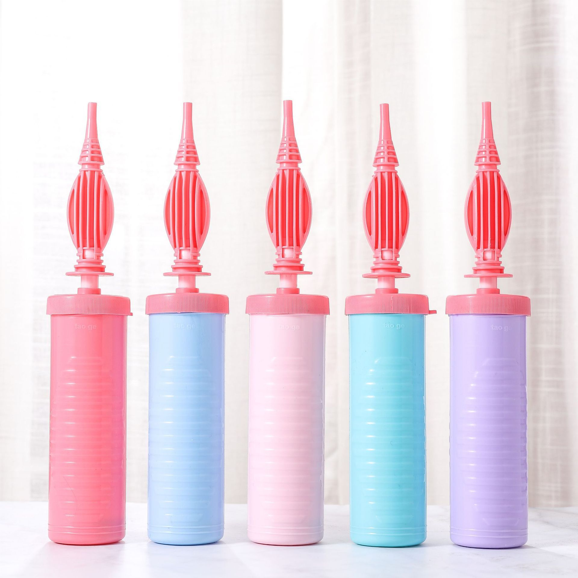 气球马卡龙色打气筒节日派对婚庆乳胶铝膜气球游泳圈手推双向气筒