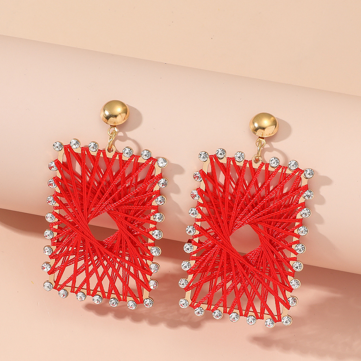 厂家批发手工编织复古耳环缠绕耳钉耳饰精致轻奢文艺风