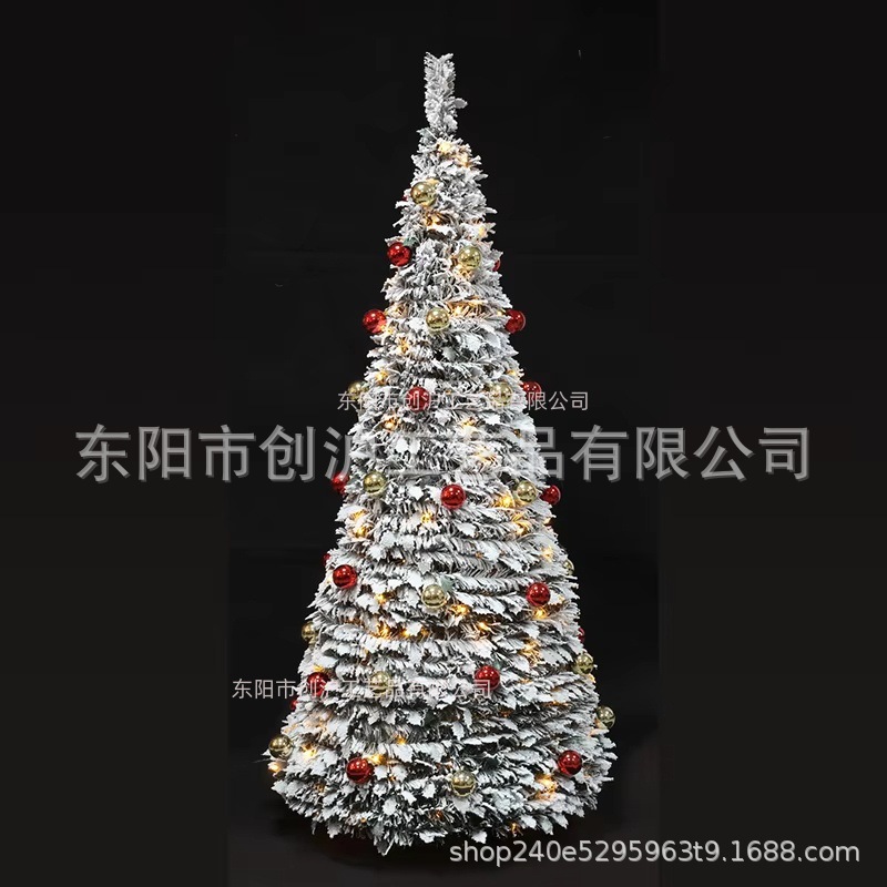 En stock árbol de navidad plegable artículos de decoración de navidad árbol de nieve con luz decoración escena arreglo decoración deluxe Application Scenario