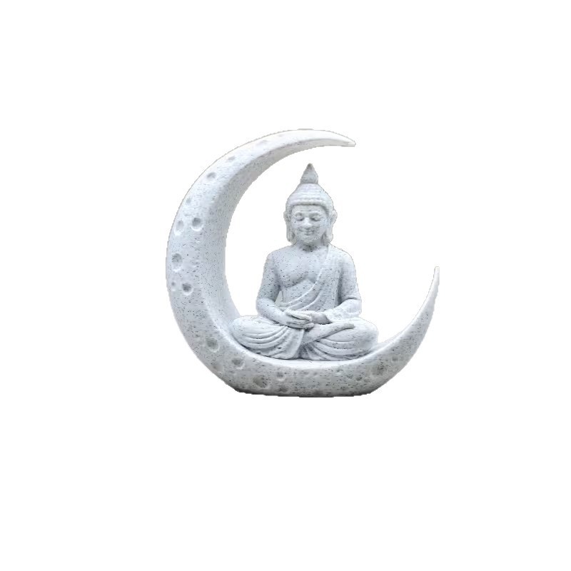 Crescent-shaped sitting Buddha ornaments, yoga studio tea room bookshelves, meditation Buddha statue handicrafts, yoga studio decorative ornaments Item Picture