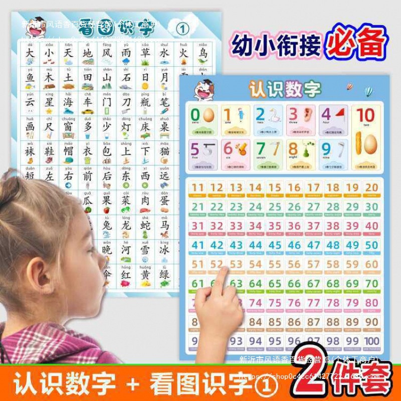 幼小衔接识数字挂图到看图识字儿童认字墙贴幼儿园学习