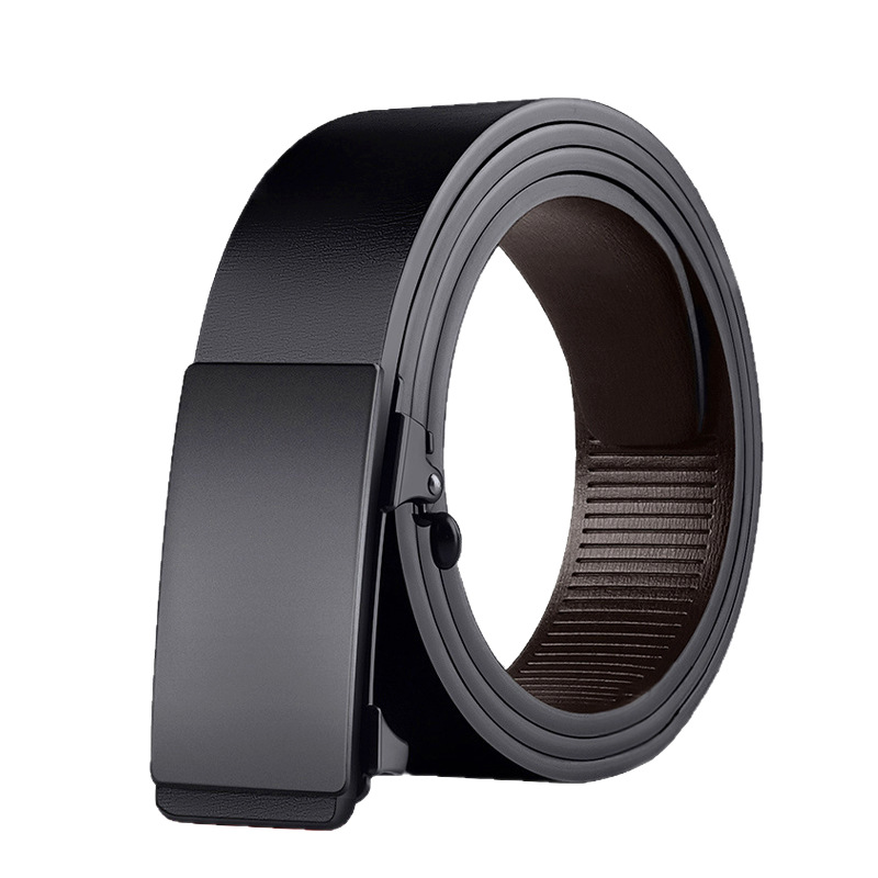 皮带男士合金自动扣内穿腰带商务休闲男士皮带牛皮裤腰带厂家批发白底实物图