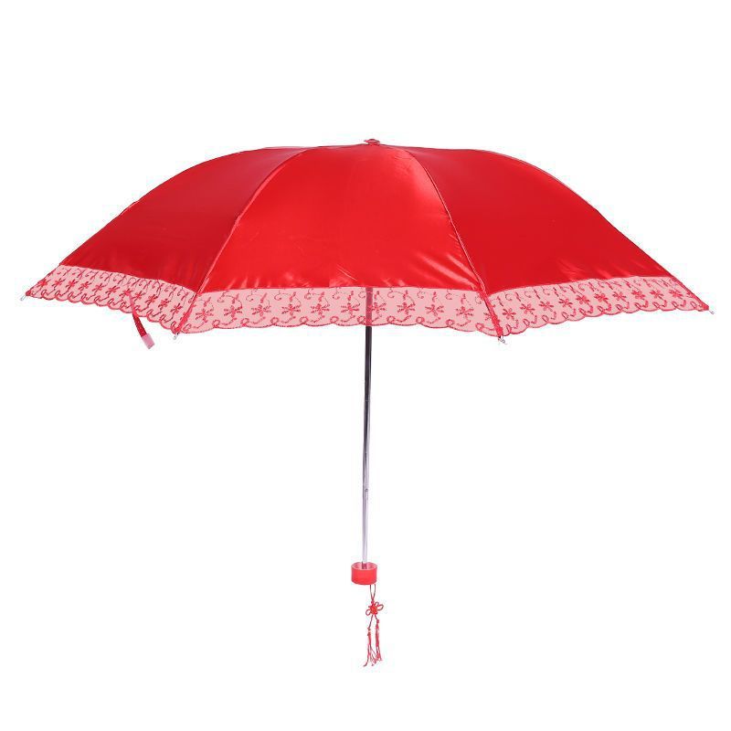 National trend wedding red umbrella folding dowry festive umbrella, festive umbrella with the character "Xi" for picking up the bride, festive umbrella for the bride's wedding, red umbrella wedding supplies Item Picture