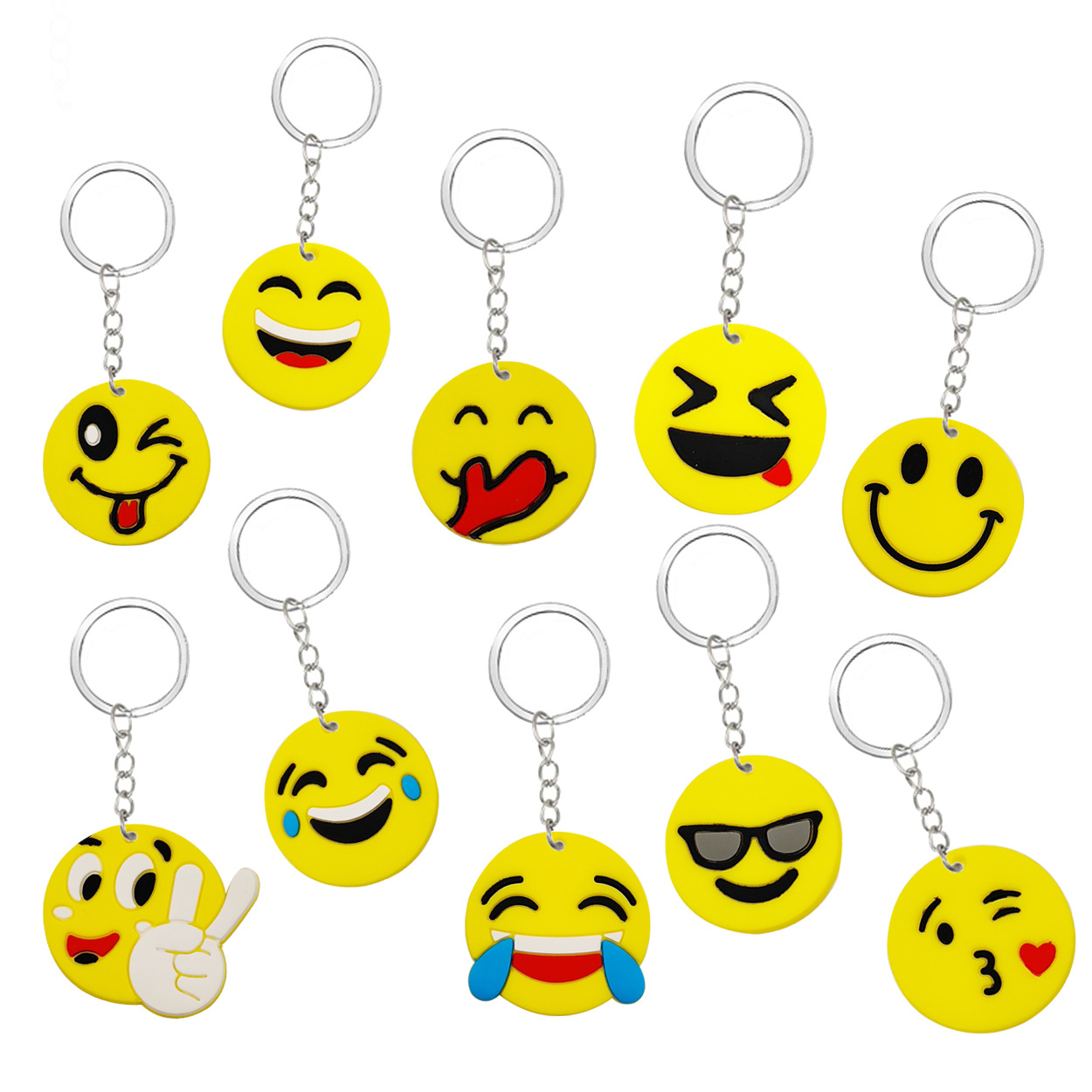 创意表情钥匙扣 PVC软胶表情包钥匙扣 卡通笑脸钥匙链派对小礼品详情图3