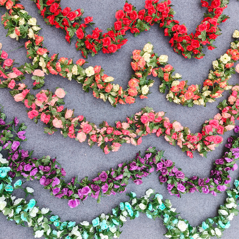 仿真玫瑰花藤条45头花朵装饰壁挂室内下水管道缠绕客厅装饰批发细节图