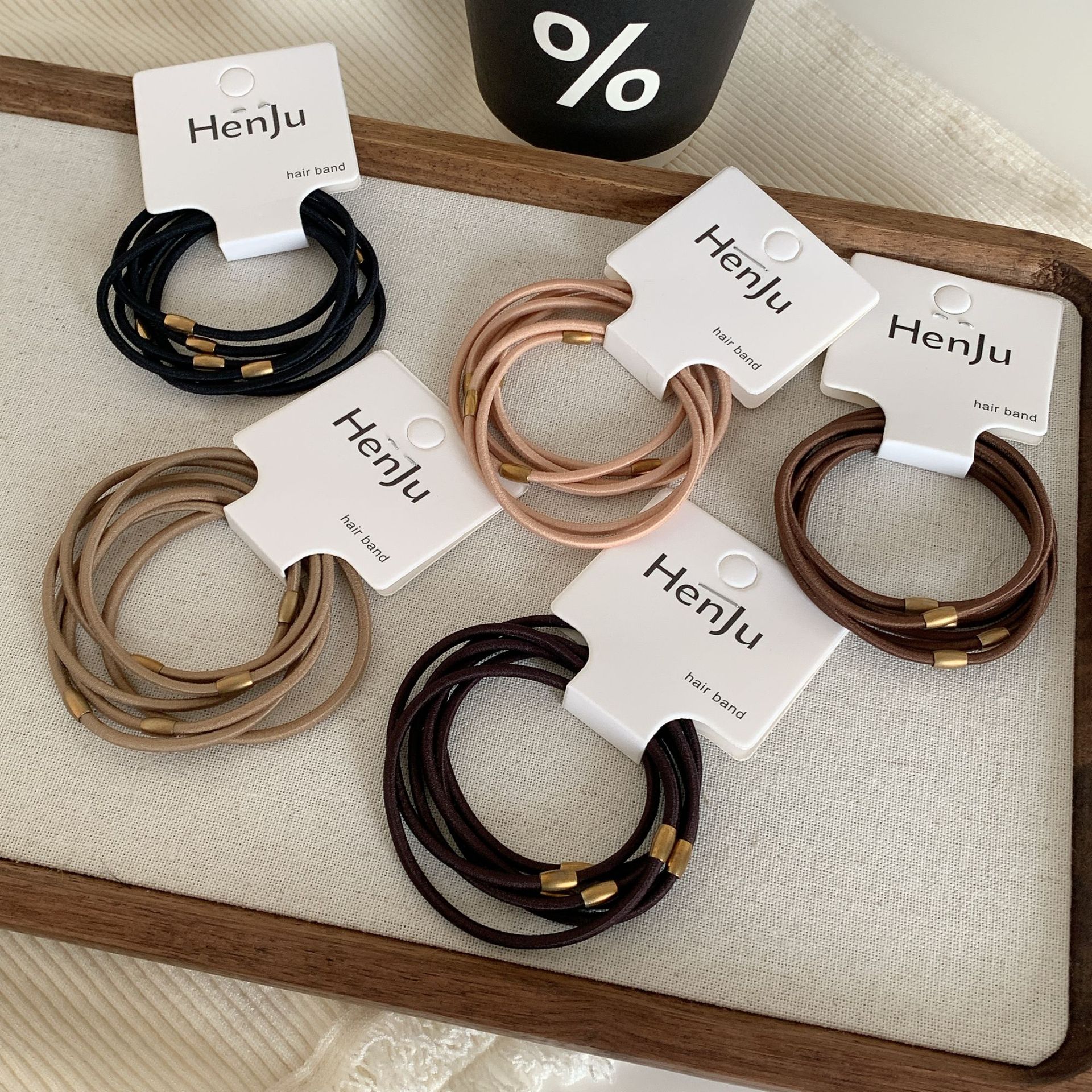 5根高弹力气质纤细小发绳小众金属接口发圈基础百搭扎发皮筋头绳