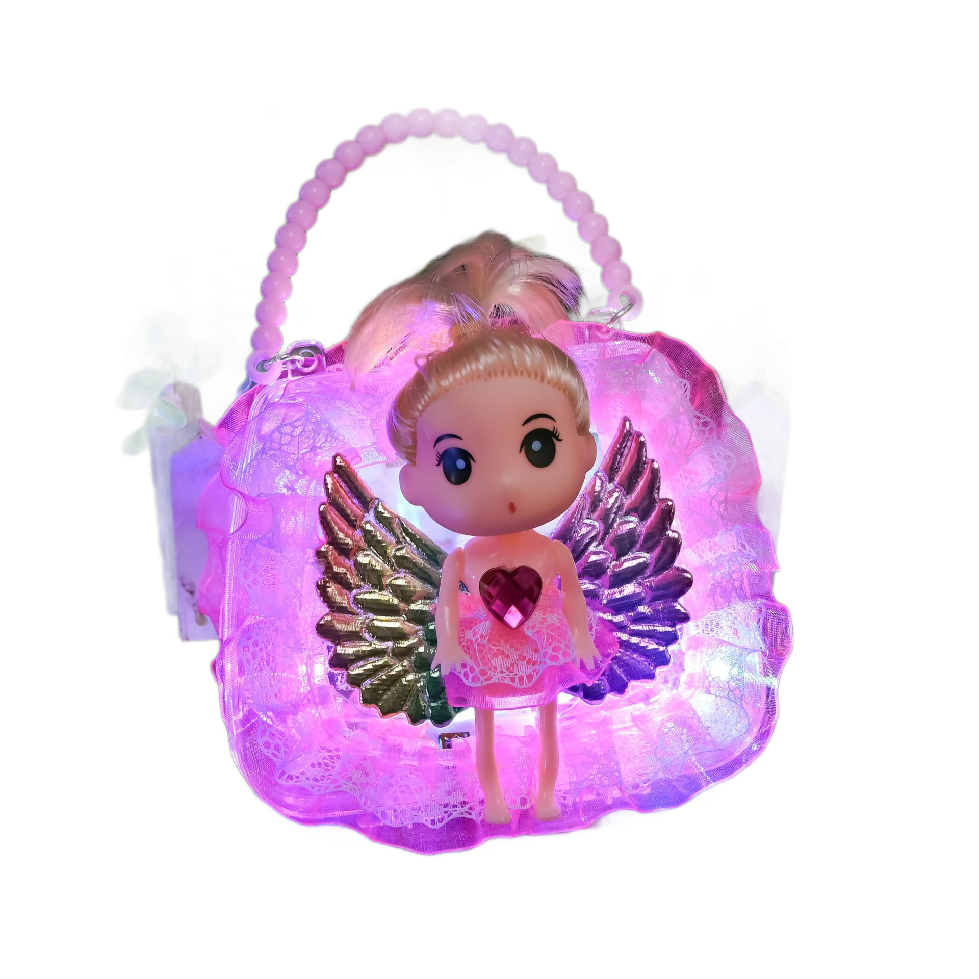Hand-held angel wing doll lanterns, glowing Internet celebrity toys, cute birthday gifts for girls, wholesale at night market stalls Item Picture