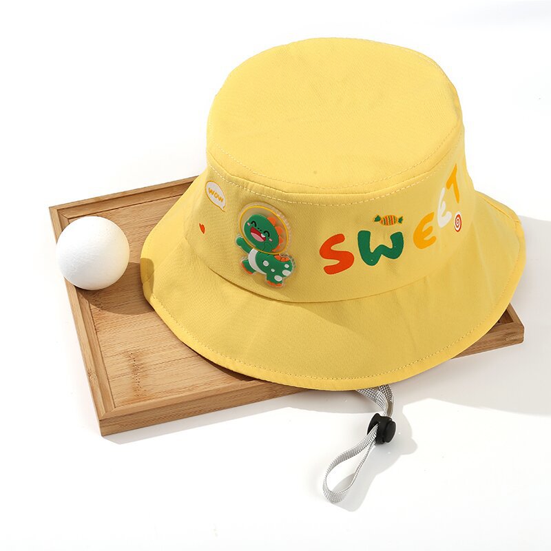 春秋儿童渔夫帽户外出游卡通恐龙防风遮阳帽男女童可爱宝宝帽厂家
