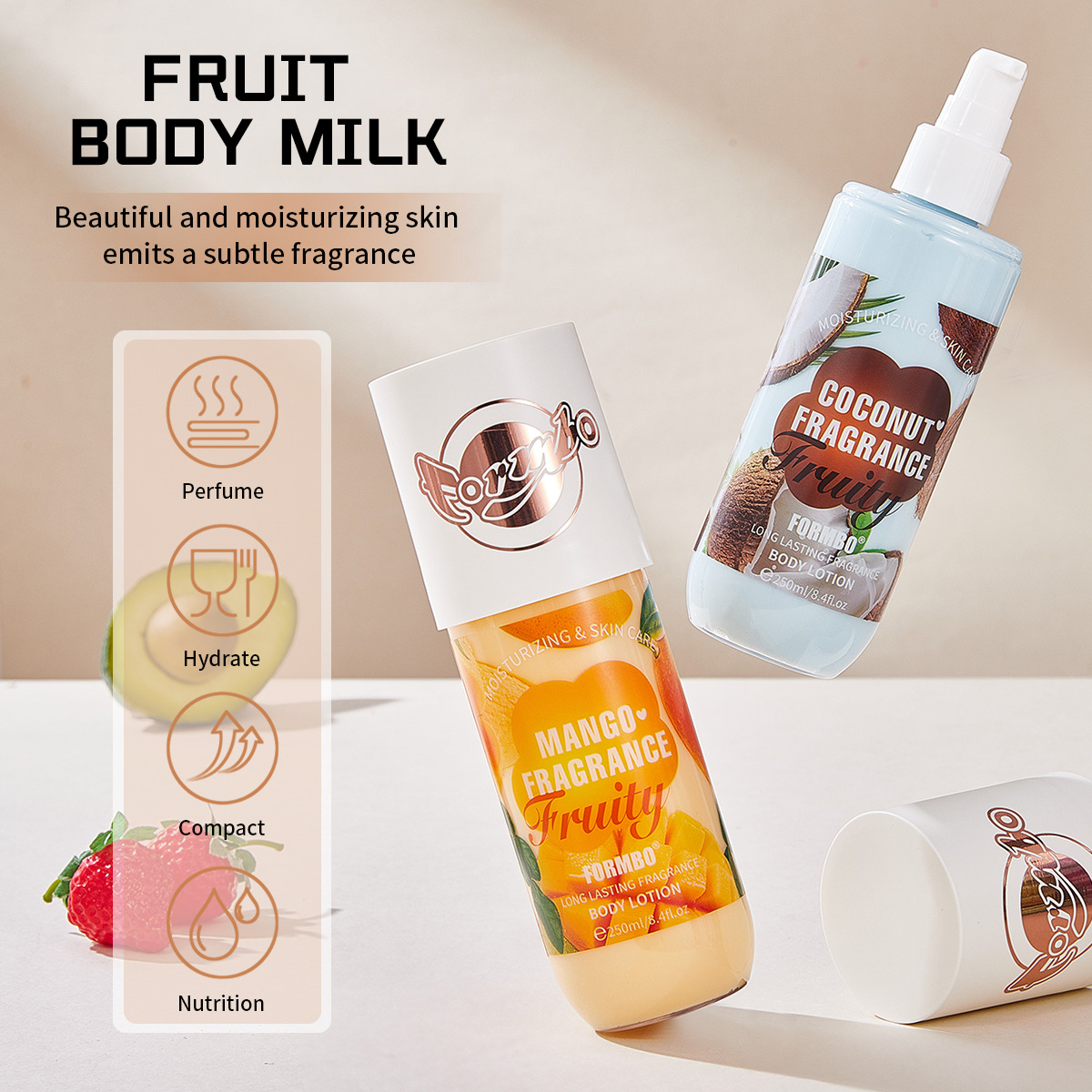 【跨境专供】FORMBO水果身体乳滋润补水保湿多种香味可选身体乳细节图