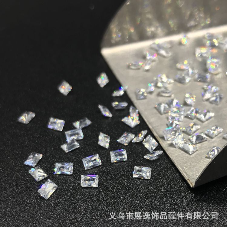 Transparent white rectangular right-angle zircon jewelry, diy accessories, watch diamond repair factory wholesale Specification image