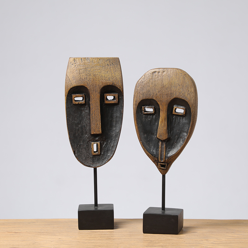 2026 New style resin exquisite carved items, African masks, wood carvings, decorative wood carvings, and handcrafted sculptures