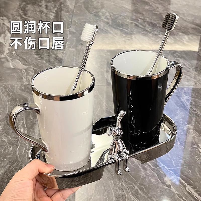 Mouthwash cup, couple brushing cup, light luxury high-end ceramic household dental cup, washbasin cup, high-end toothbrush cup Specification image