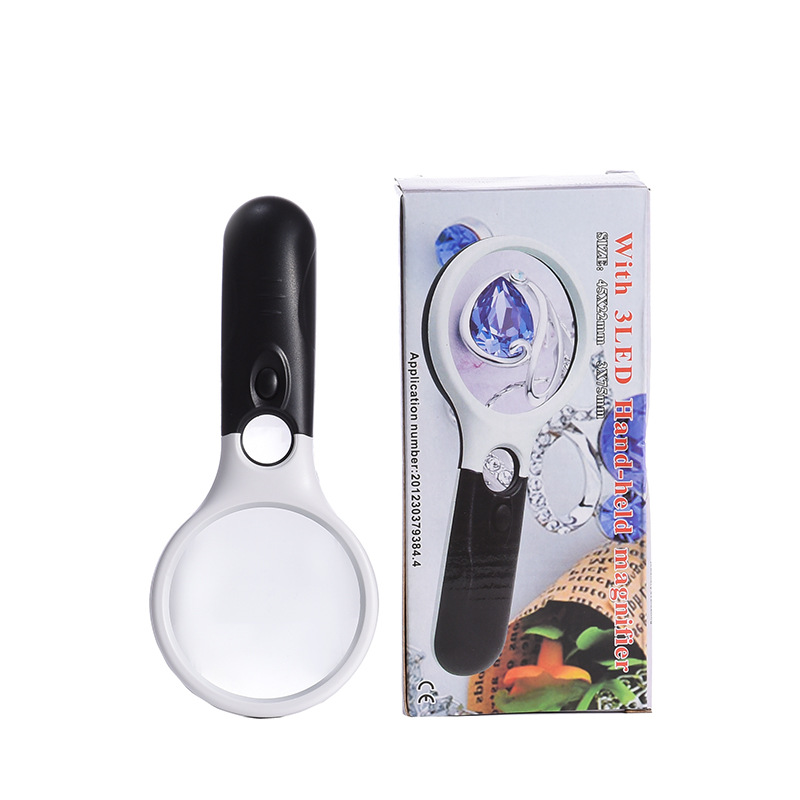 MG6902A handheld reading magnifying glass, dual-light magnifying glass with LED lighting, reading glass manufacturer wholesale