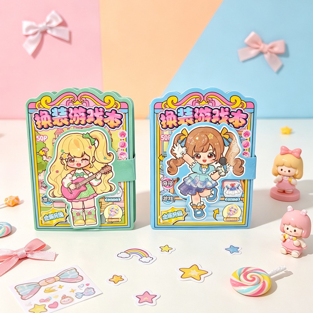 Cartoon pocket dress-up sticker book, children's cartoon dress-up Bean book, mini portable pocket book, no need for cutting gifts details Picture