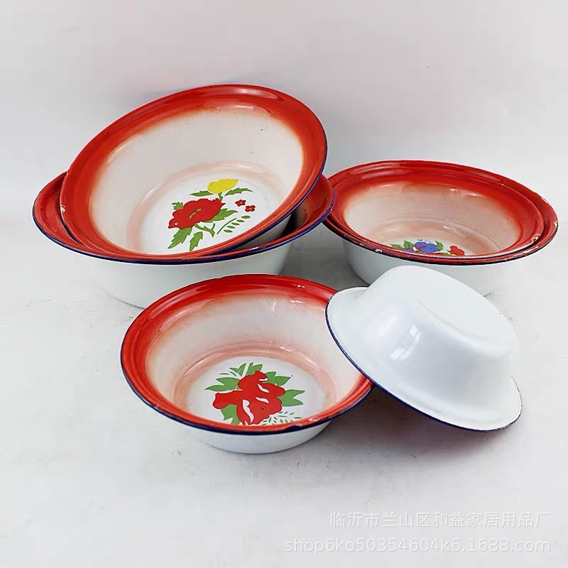 Old-fashioned enamel bowls, restaurant soup bowls, enamel rice bowls, nostalgic bowls, soup bowls, household vegetable bowls, instant noodle and ice powder bowls Application Scenario