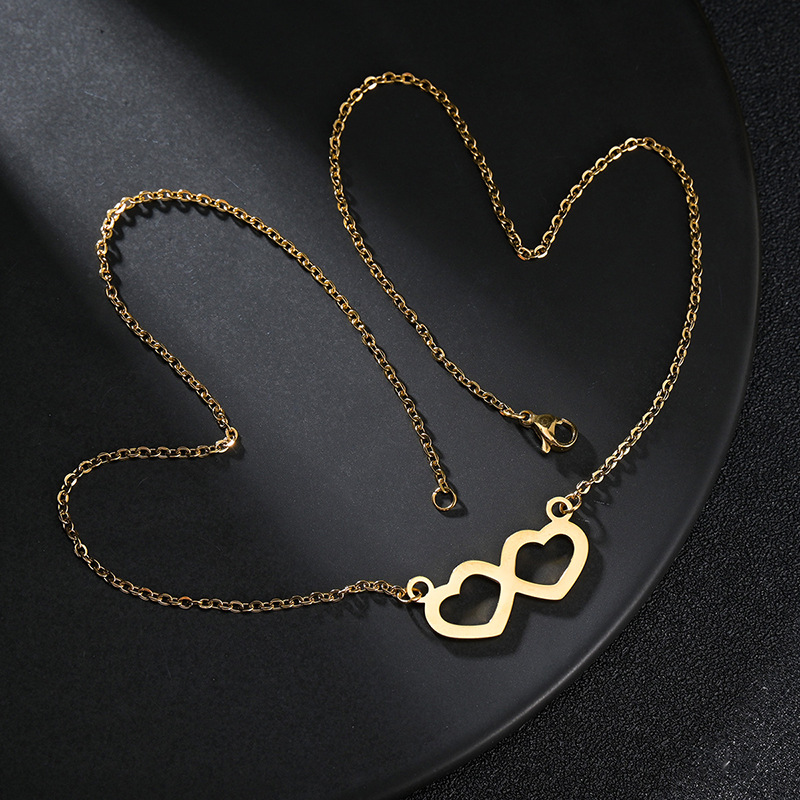 Japón y Corea del Sur ins viento accesorios doble amor pareja multifuncional collar regalo de san valentín vacío chapado oro no se desvanecen Application Scenario