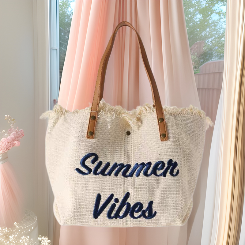 Cross-border canvas bags, printed canvas bags, large-capacity canvas tote bags, women's single-shoulder bags, beach bags, retro embroidered fringed canvas bags, embroidered tote bags, single-shoulder bags, canvas bags