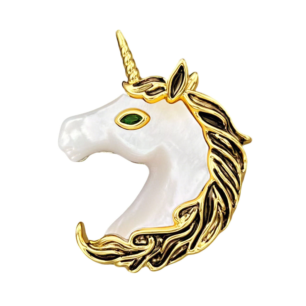 Original design natural mother-of-pearl unicorn brooch, an excellent choice for New Year gifts. Exquisite and high-end brooch, a best-selling clothing accessory Item Picture