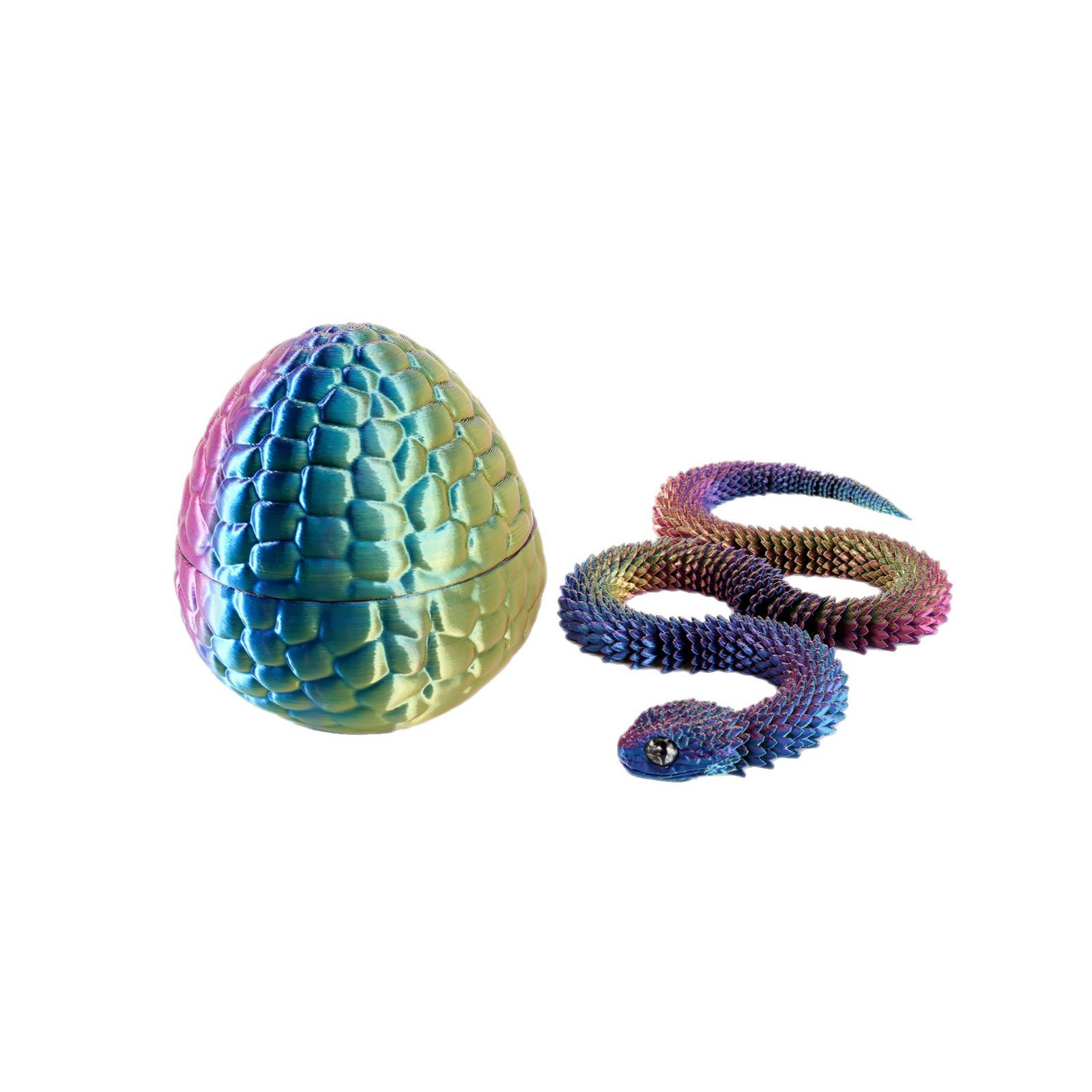 3D printed toy snake egg set, Viper figurine, flexible Jinqi figurine gift, colorful decoration, trendy toy assembly Item Picture