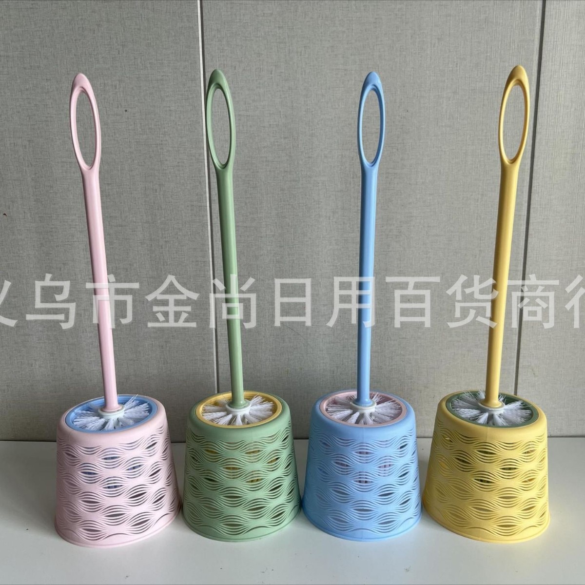 High-quality appearance level, colorful household toilet brush set with base, long-handled round head toilet cleaning set for bathroom seats Specification image