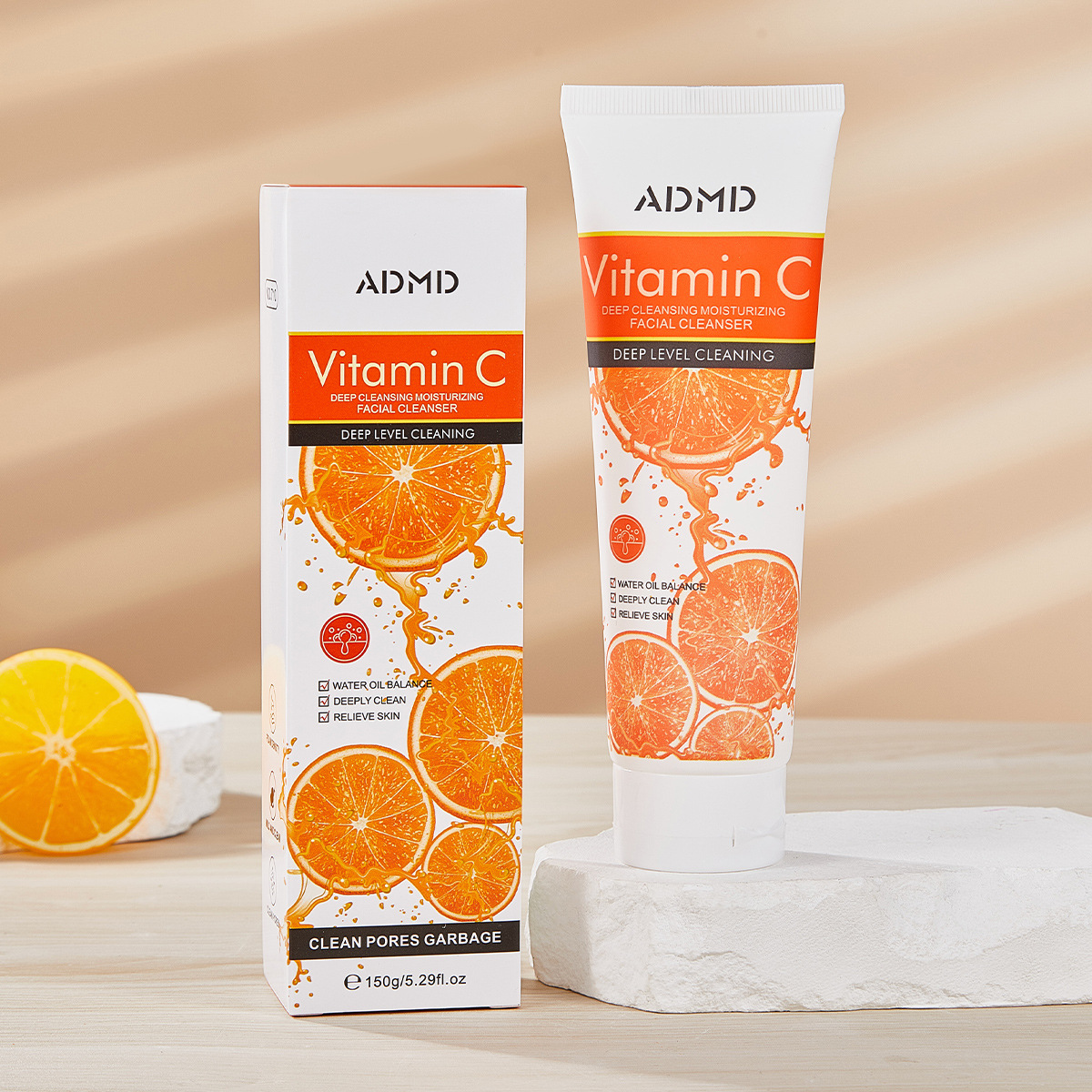 【外贸专供】ADMD维生素C深层清洁保湿洗面奶清爽控油洁面批发