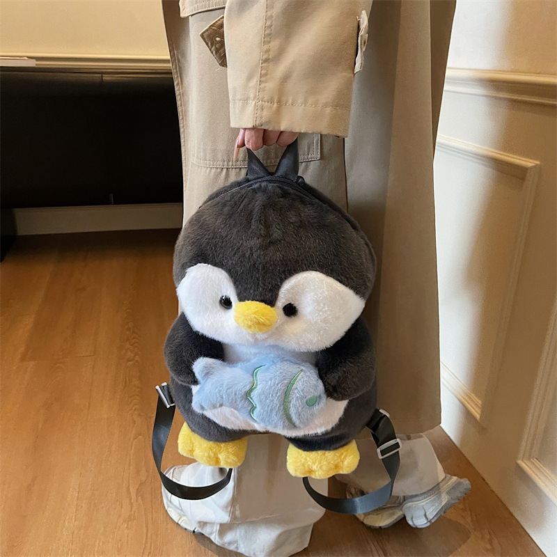 New super cute and adorable penguin doll plush backpack, new sweet and unique cartoon backpack for girls details Picture