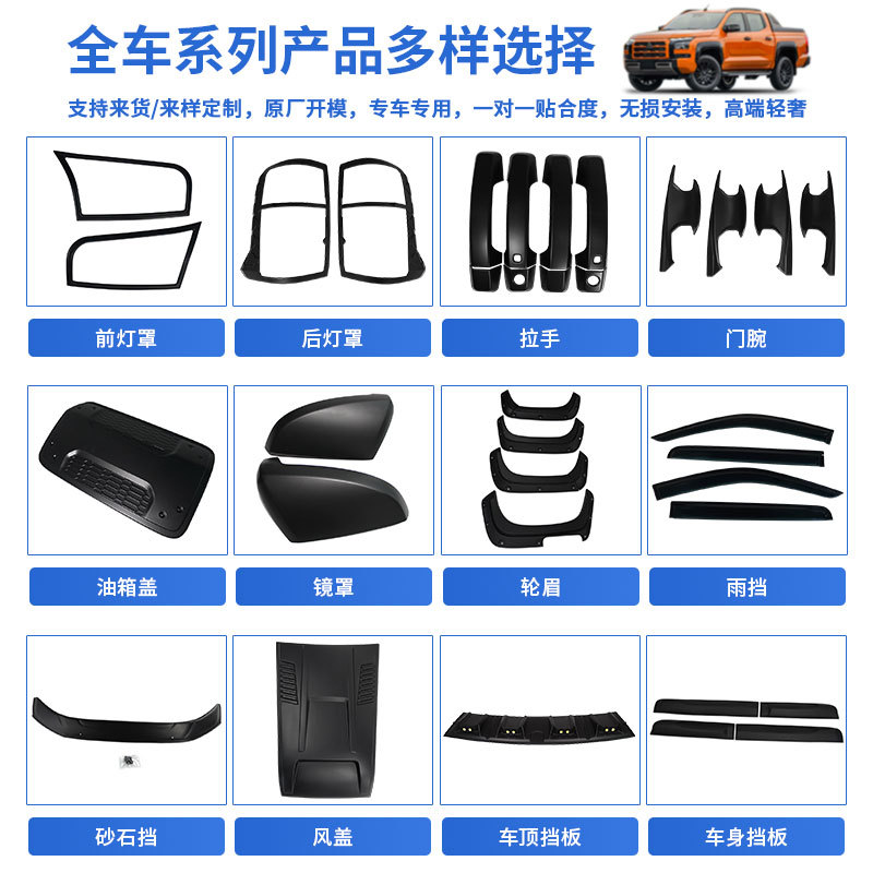 适用于21款上汽大通MAXUS T60前后灯罩门腕拉手油箱盖套装ABS                         细节图