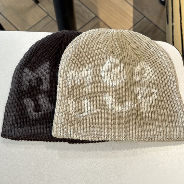 Hip-hop hat, rabbit fur, versatile knitted hat for autumn and winter, trendy Japanese style, sweet and cute, warm headpiece, cold hat with letters details Picture