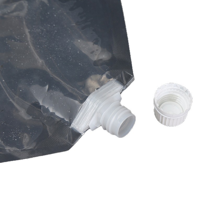 Wholesale of cross-border transparent wine repackaging spout bags, thickened takeout packaging soup bags, outdoor portable folding water storage bags Item Picture