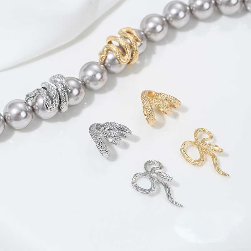 强保色18K包金生肖蛇隔珠多圈蛇形串珠吊坠diy水晶珍珠首饰品配件