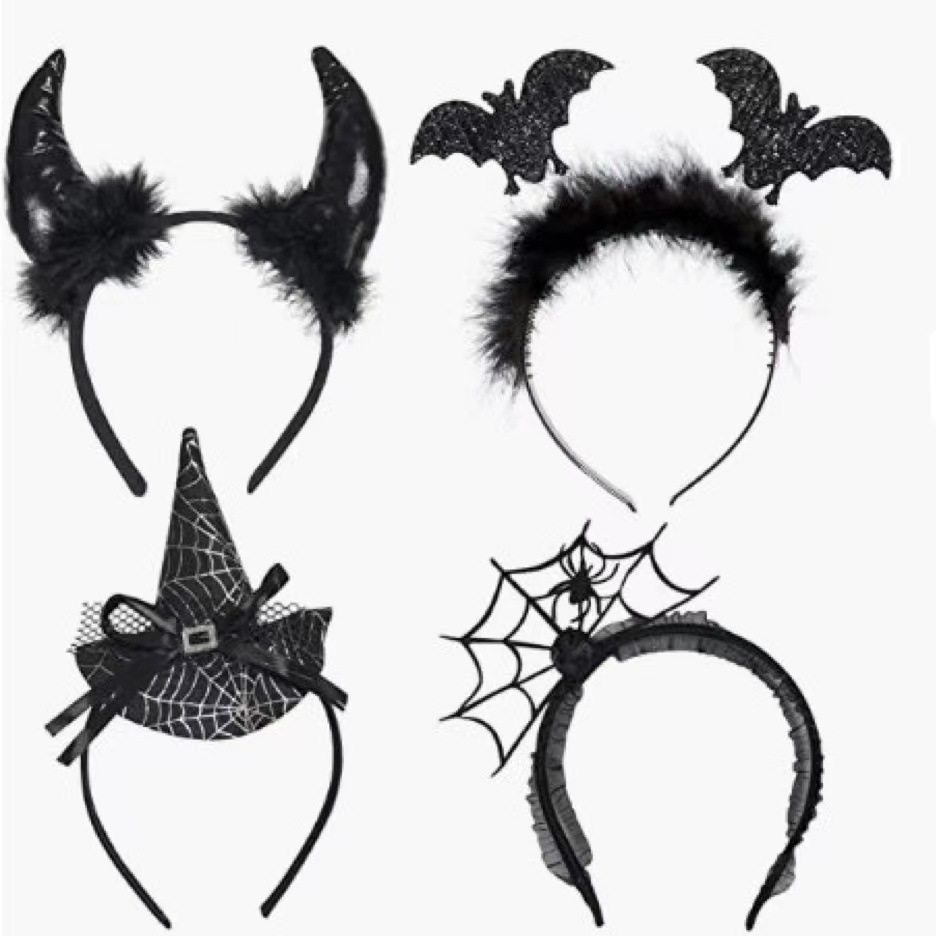 Halloween devil headband, party costume, creative spider web dance headband, Ghost Festival decoration props, bat headband