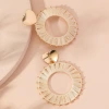Handmade cotton thread woven hollowed-out round earrings factory wholesale, exquisite circle, niche artistic and retro style Specification image