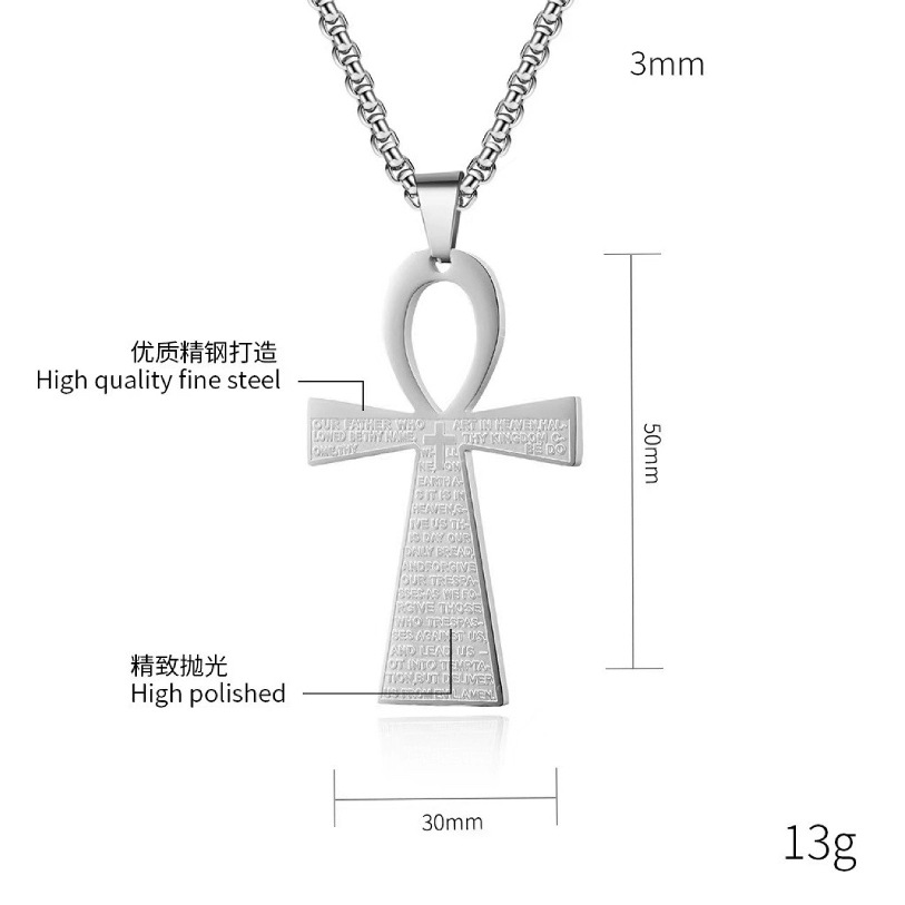 Cross-border e-commerce source: Ancient Egyptian Anca cross stainless steel necklace, a unique and individualistic fashion accessory pendant details Picture