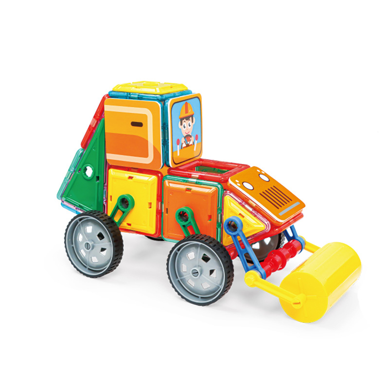 Versatile magnetic sheet disassembly and assembly engineering vehicle, children's assembly excavator, bulldozer, toy building blocks, DIY versatile machine full figure