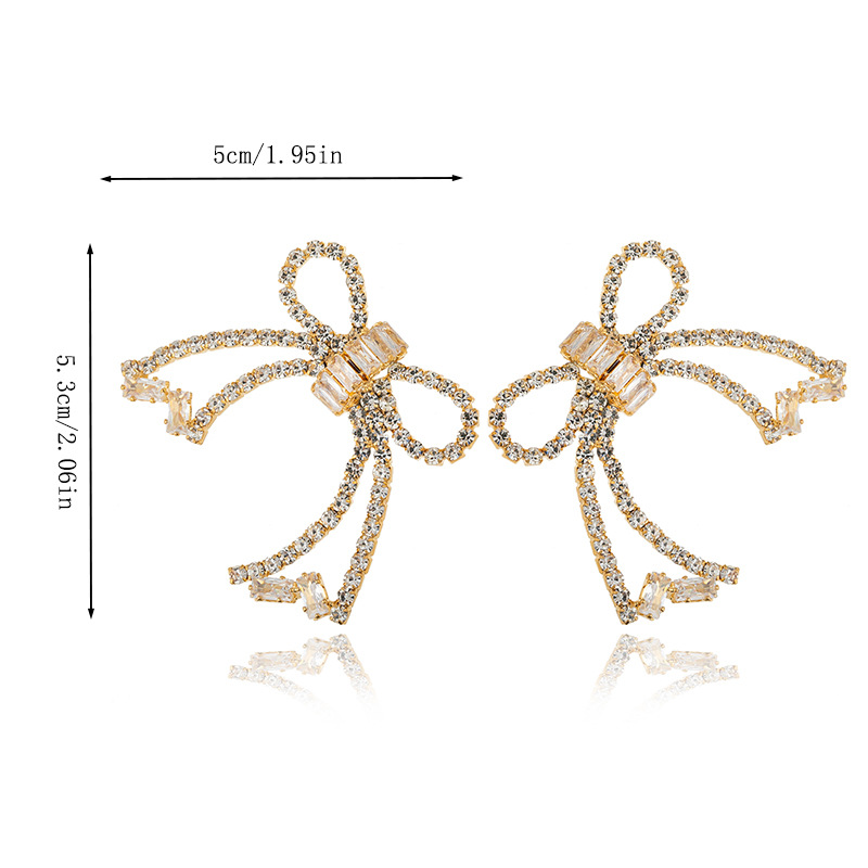 Bestsellers on AliExpress: Bow zircon Earrings, grand and luxurious rhinestone hollowed-out earrings, women 's accessories Earrings Specification image