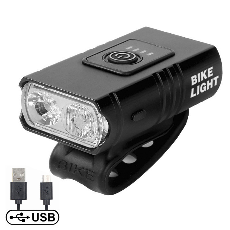 T6 bicycle light, aluminum alloy headlight, strong light cycling flashlight, outdoor cycling light, USB front and rear light set details Picture