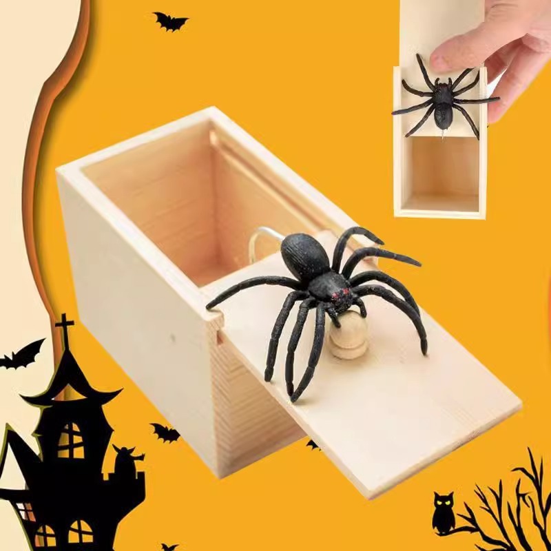 The same style of Douyin Internet celebrity "Scary Spider Wooden Box" April Fool's Day prank gift, scary surprise, prank toy prop Specification image