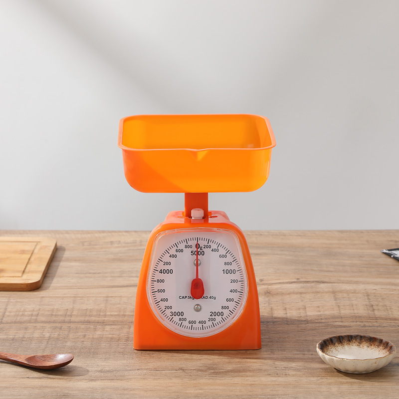 Mechanical small square kitchen spring food scale, household scale, plastic dial scale, fruit tray scale, household pointer spring scale Specification image