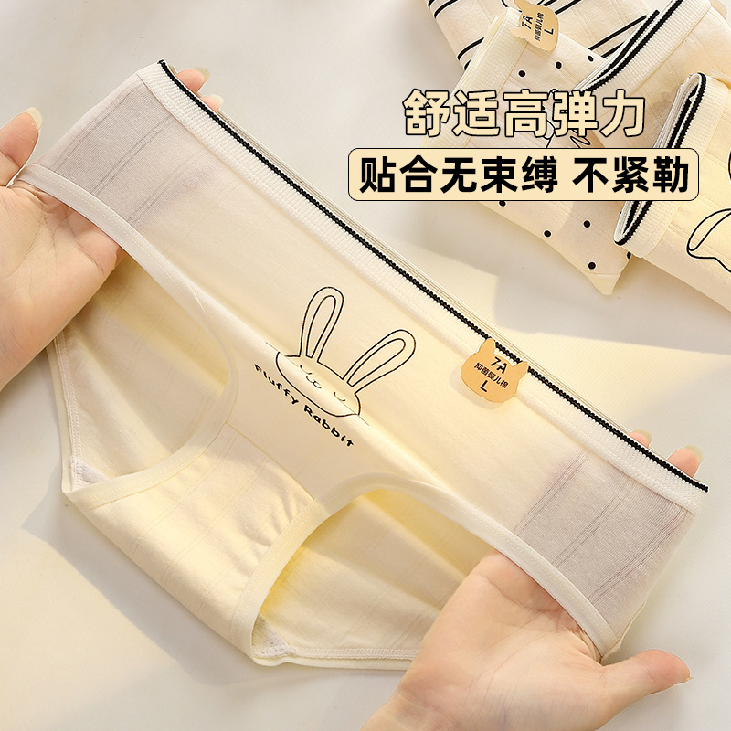 7A full-length antibacterial underpants for women, mid-waist, skin-friendly, breathable, pure cotton antibacterial inner lining, elastic cartoon girl student waistband Application Scenario