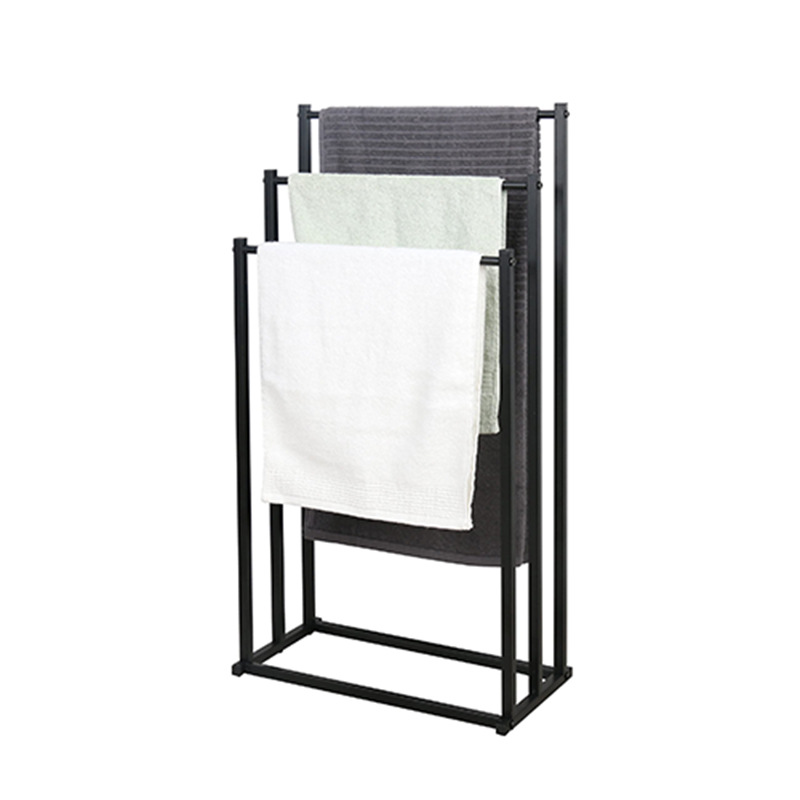 Black metal telescopic towel rack without drilling, kitchen hanging rack, towel storage rack Item Picture